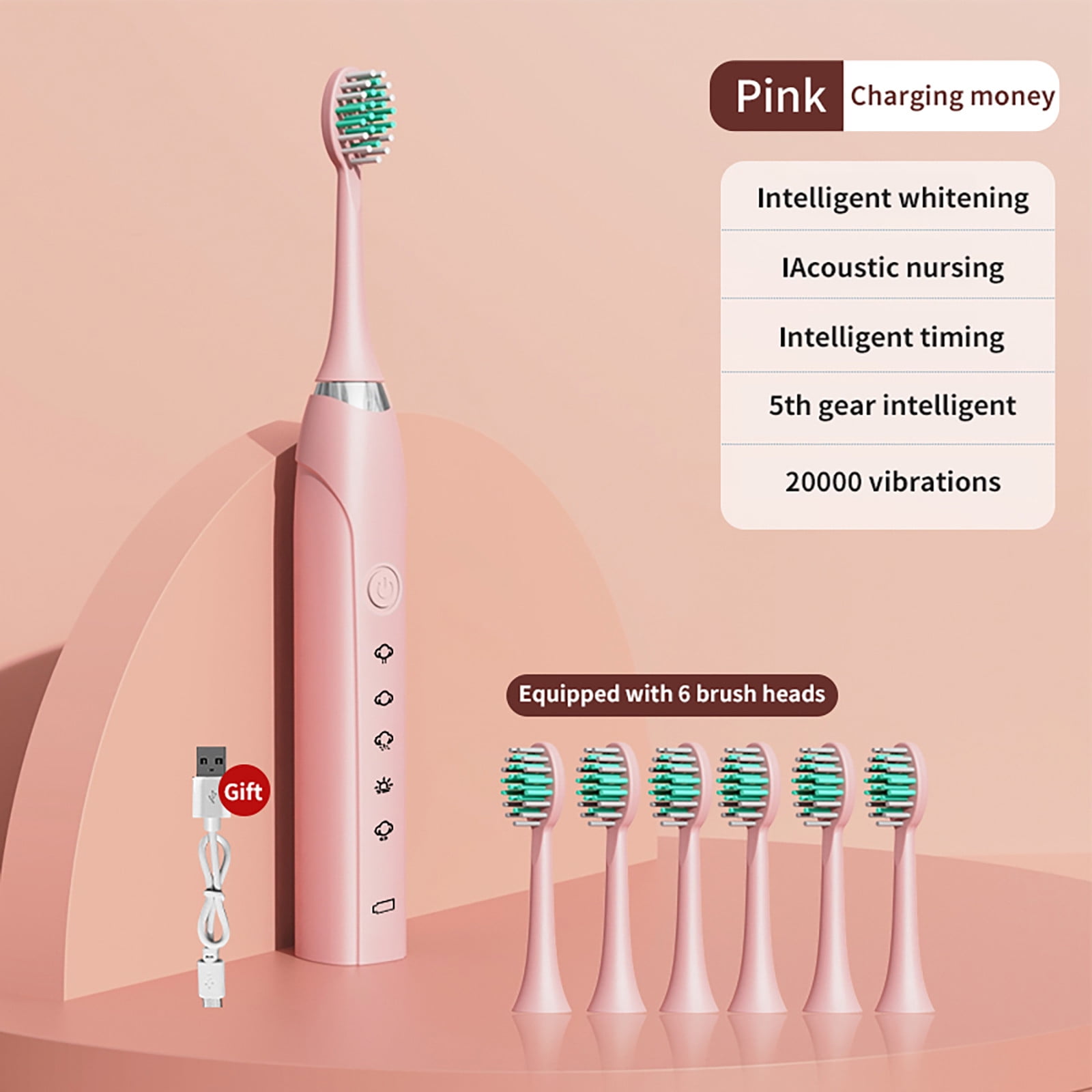 Kokovifyves Vibrating Soft Bristle toothbrush tooth Flusher Charged