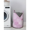 thumbnail image 3 of Floral Laundry Bag, Dahlia Petals Blossoming Perennial Spring Flowers Rural Flourish Pattern, Basket with Handles Drawstring Closure for Laundromats, 13" x 19", Baby Pink Pale Mauve, by Ambesonne, 3 of 4