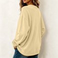 thumbnail image 5 of Women's Casual Long Sleeve Pullover Sweatshirt Solid Color Crew Neck Loose Fit Basic Oversized Hoodie Fall Winter Clothes Fleece Lined Cozy Comfortable Top, 5 of 7