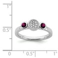 thumbnail image 5 of 925 Sterling Silver Stackable Expressions Dbl Round Rhod. Garnet & Dia. Ring Size: 10; for Adults and Teens; for Women and Men, 5 of 5