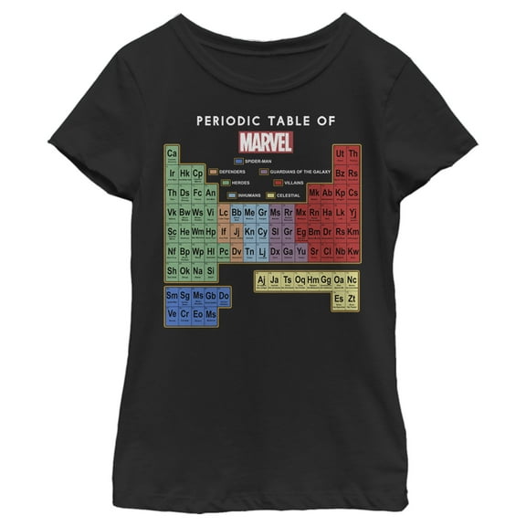 Girl's Marvel Periodic Table of Favorite Heroes Graphic Tee Black Large