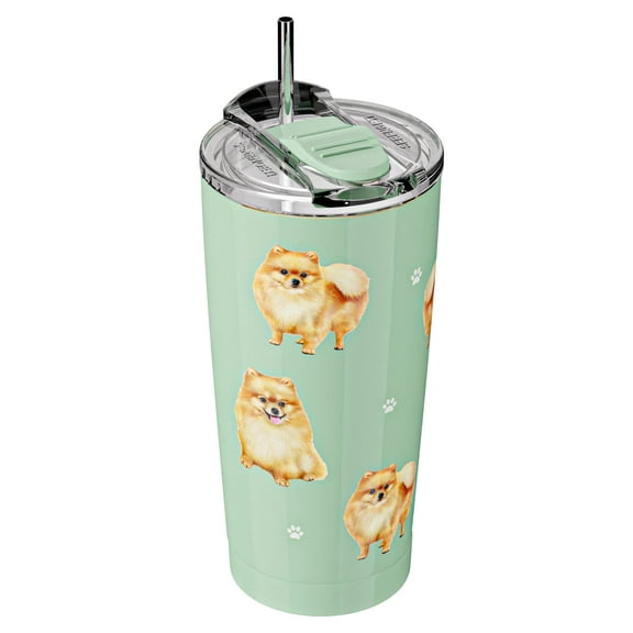 Pomeranian SERENGETI 16 Oz. Stainless Steel, Vacuum Insulated Tumbler with Spill Proof Lid - 3D Print - Insulated Travel mug for Hot or Cold Drinks (Pomeranian Tumbler)