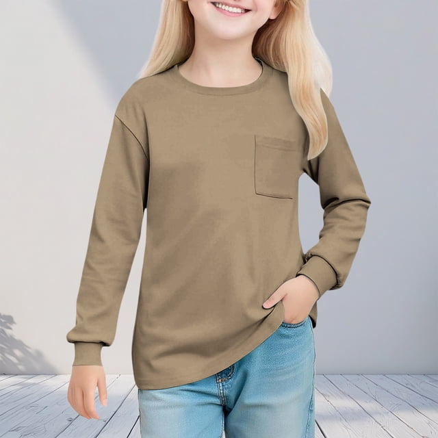 Cowsor Chandails à Col Rond Unis pour Fille Sans Capuchon, Décontractés, à Blocs de Couleur, Manches Longues, Chandails à Enfiler