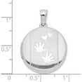 thumbnail image 5 of Sterling Silver Rh 20mm Grooved&Polished Handprints & Hearts Round Locket (28.35 X 20.5) Made In Hong Kong qls919, 5 of 5