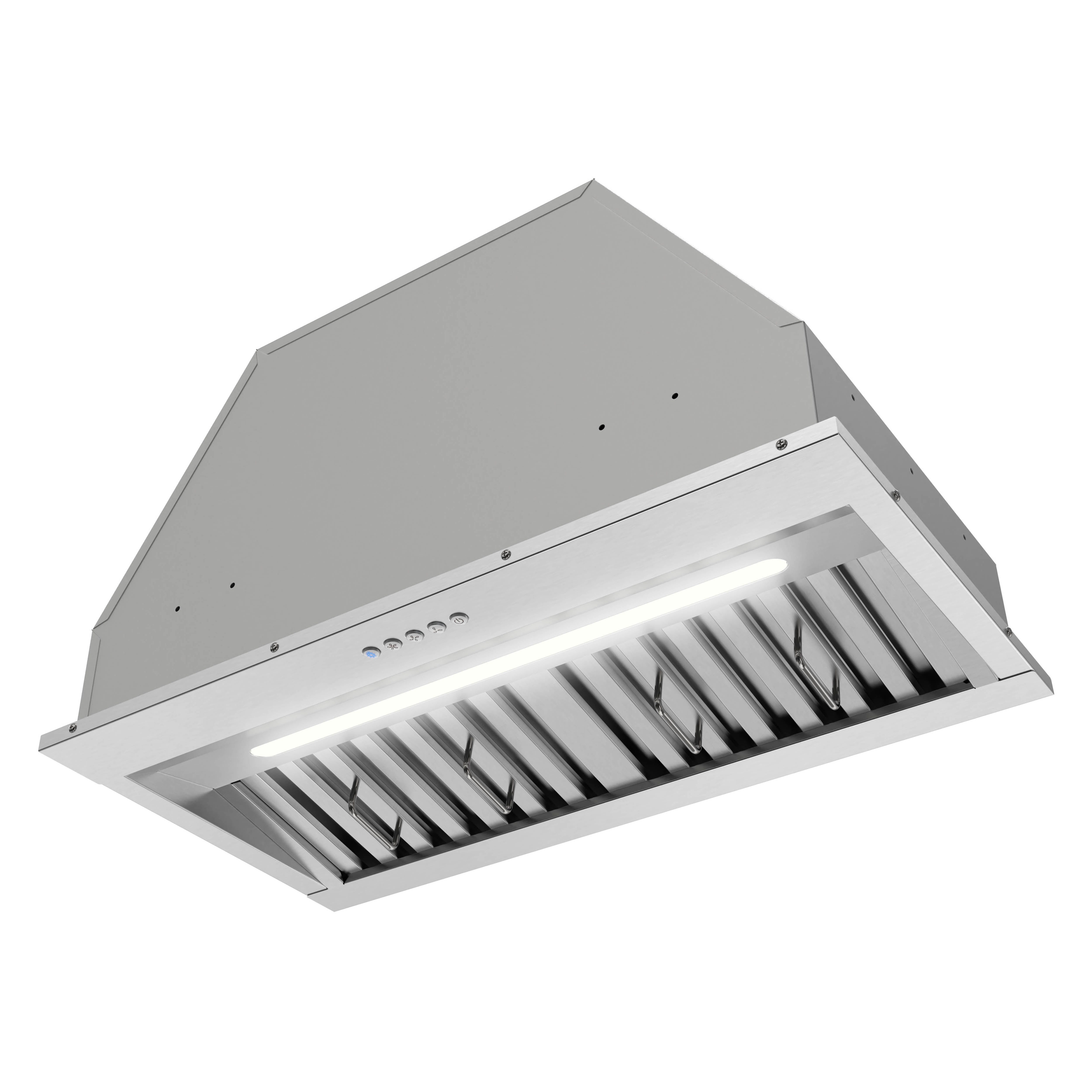 Streamline 28 in. Botricello Ductless Insert 350 CFM Range Hood in Brushed Stainless Steel with Baffle Filters, Electronic Button Control, LED Light