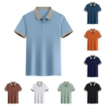 ZyeKqe Golf Shirts for Men Short Sleeve Lapel Collared Dress Shirts Loose Fitted Solid Color Work Blouses