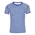 thumbnail image 4 of YMNXA Kids Boys T Shirt Short Sleeve Round Neck Carnival Stripe Print Festive Comfortable Tee Top For Casual Daily Wear,Blue,8-9 Years, 4 of 4
