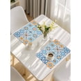 thumbnail image 5 of Blue Mediterranean Placemats Set of 6, Vintage Moroccan Tiles Texture Placemats for Dining Table, Place Mats for Kitchen Tabletop, Waterproof Wipeable Dining Table Mats Set, 5 of 9