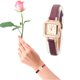 thumbnail image 2 of Reloj de pulsera de cuarzo femenino de moda Reloj de pulsera analógico con correa de PU (púrpura), 2 of 7
