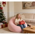 thumbnail image 2 of Sillón puff ENBAOHUI de 94 cm de felpa sintética rosa con espuma viscoelástica, 2 of 7