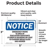 (2 Pack) Emergency Phone To Area Of Evacuation Assistance OSHA Notice ...