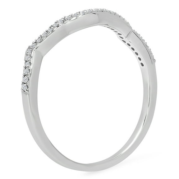 Dazzlingrock Collection 0.10 Carat (ctw) 10K White Diamond Ladies Wedding Band Contour Guard Ring 1/10 CT, White Gold, Size 5.5