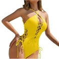 thumbnail image 2 of Summer Fashion Sawvnm Women's Solid Color Fashion Sexy Adjustable Suspenders Backless Bikinis Yellow S, 2 of 5