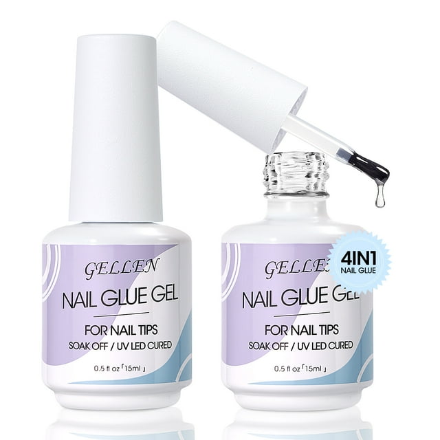 Gellen Pegamento en gel para uñas postizas, 15 ml. Se necesita luz UV. Gel para uñas como gel base, pegamento para diamantes de imitación, pegamento para uñas postizas