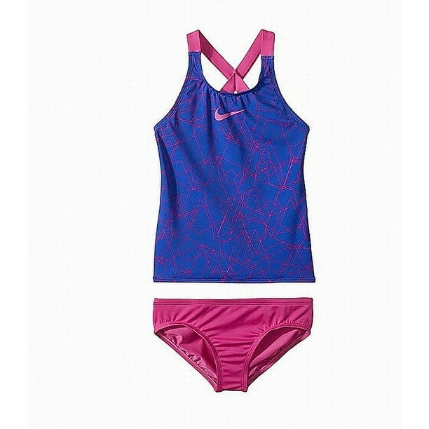 Nike - Blue Girls Medium Crossback Tankini Set Swimwear M - Walmart.com