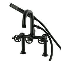 Kingston Brass AE6000CG Fuller 7" Center Deck-Mount Clawfoot Tub Faucet with Hand Shower, Matte Black