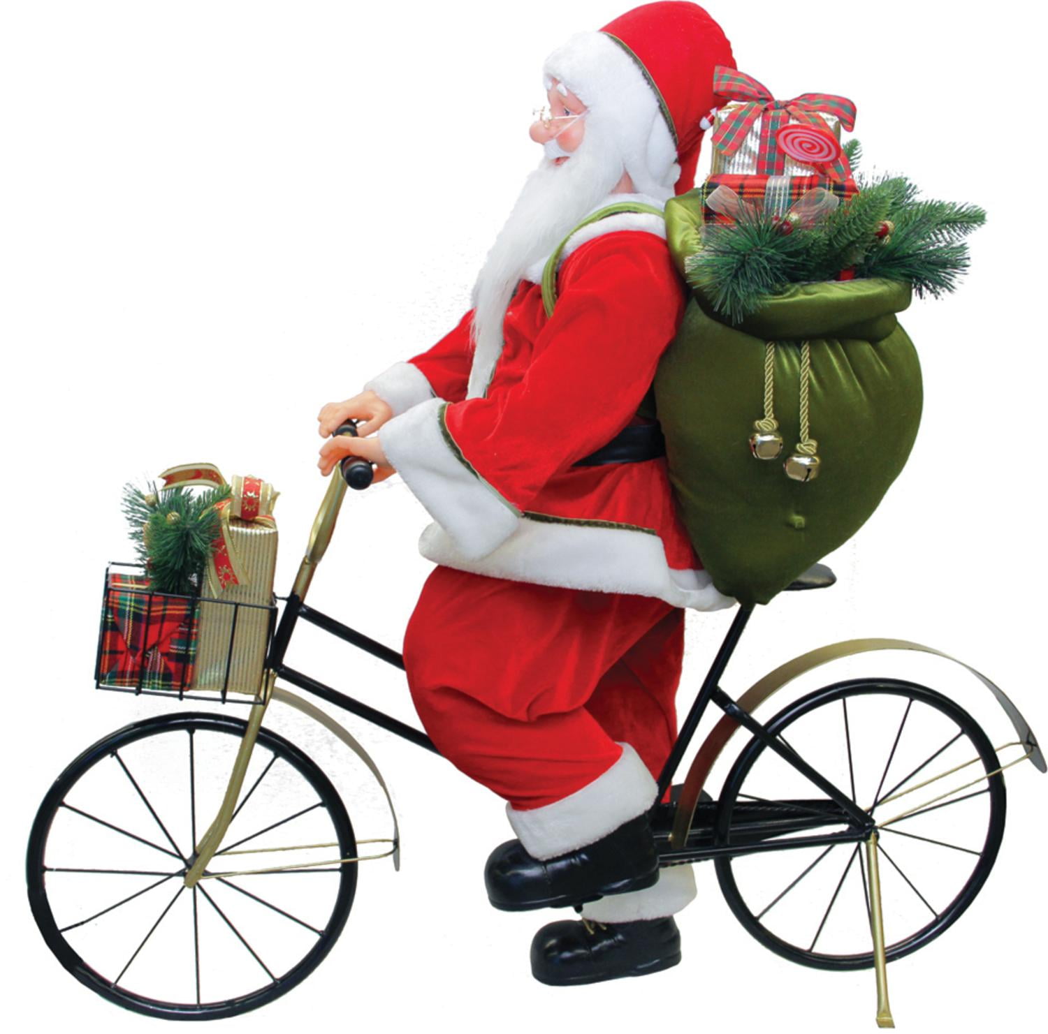 42" Traditional Santa Claus Riding a Bicycle Commercial Christmas