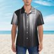 thumbnail image 2 of Balery Monochrome Abstract Lines Camisas hawaianas de manga corta para hombre, camisas playeras de corte holgado, camisas de vacaciones con botones,Medium, 2 of 7