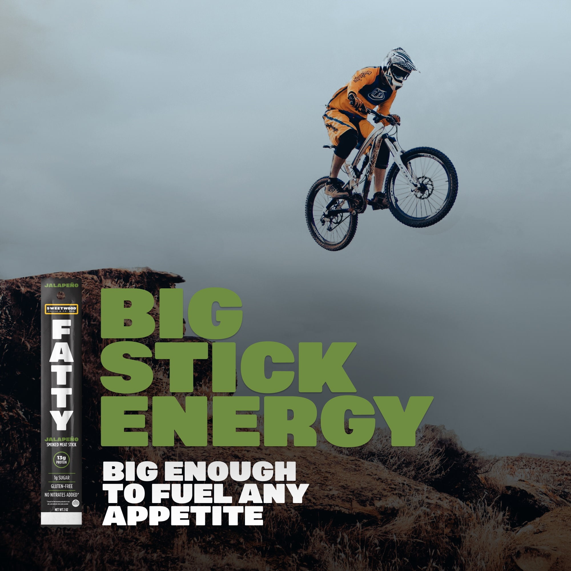 FATTY Meat Sticks, Grass-Fed Beef, High Protein Snack, Camping, Sports, Road Trip, Low Carb, Gluten Free, MSG Free, Nitrate Free, Jalapeno Flavor, 2 oz.