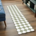 thumbnail image 3 of Sage Green Plaid 2'x6' Runner Rugs for Hallway Kitchen Bedside Non Slip Washable, Modern Minimalist Geometric Checkered Entryway Rug Runners with Rubber Backing, Long Carpet Runner for Laundry Room, 3 of 8