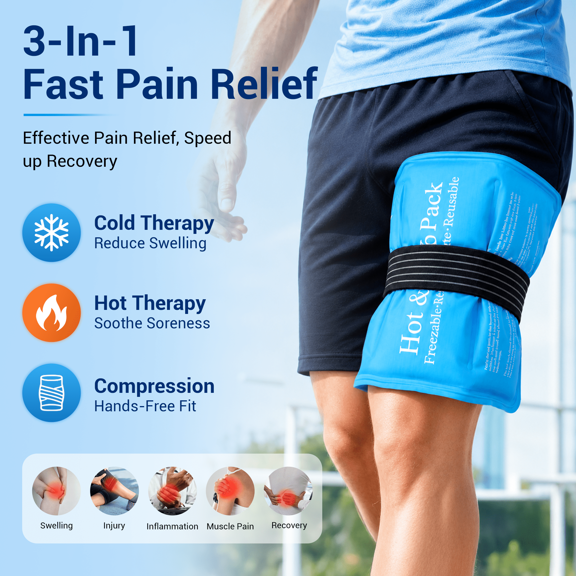 2Pack Large Ice Packs for Injuries, Reusable Freezer Cold Pack for Back, Shoulder, Hip, Leg, Ankle & Foot,10.5"x14.5"