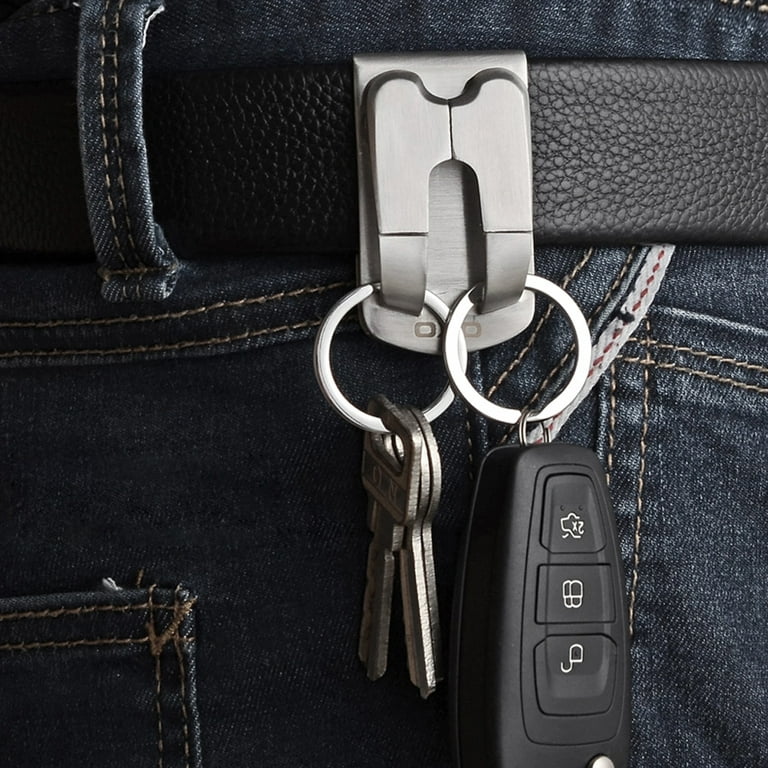 Wisdompro Keychain, 2 Pack Heavy Duty Stainless Steel Key Clip with Belt Hook