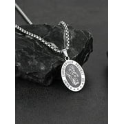 FaithHeart Saint/St. Christopher Pendant Necklace for Men Women Stainless Steel Catholic Christian Patron Oval Medal Blessings Amulet Silver Men Jewelry Gift for Boyfriend Husband Birthday