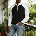 thumbnail image 3 of Guluxicc Waffle Knit Shirts for Men Quarter Zip Mock Neck Color Block Shirts Long Sleeve Everyday Wear Casual Outfit, 3 of 5
