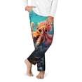thumbnail image 2 of Wukai Underwater Plant Octopus Print Teenagers' Pajama Pant Sleep Pajama Lounge Pant PJ Bottoms with Pockets and Button Fly(Available in Big & Tall)-XS(5-6), 2 of 6