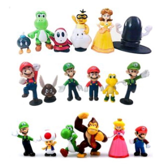 Figuras de acción de Super Mario Bros, muñecos modelo de dibujos animados, adornos de Anime, decoración de escritorio, estatua coleccionable, regalo, 6-48 piezas por juego"18pcs No Box5" Fivean Toy model