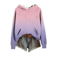 thumbnail image 4 of FNFHFY Hoodies for Women Color Block Hooded Sweatshirt Cozy Knit Sweater Pullovers Loose Drop Shoulder Hoodie, 4 of 7