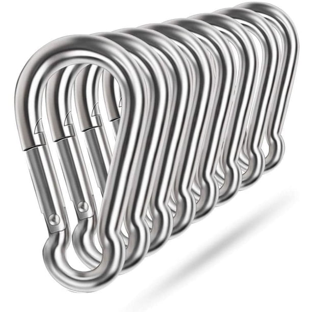 RV Mosquetón con resorte, clip de metal de acero inoxidable 304, conector de cuerda resistente, abrazadera de mosquetón pequeño, hebilla de eslabón para llavero, 2,36 pulgadas (M6) -8 piezas oso de fresa Electrónica
