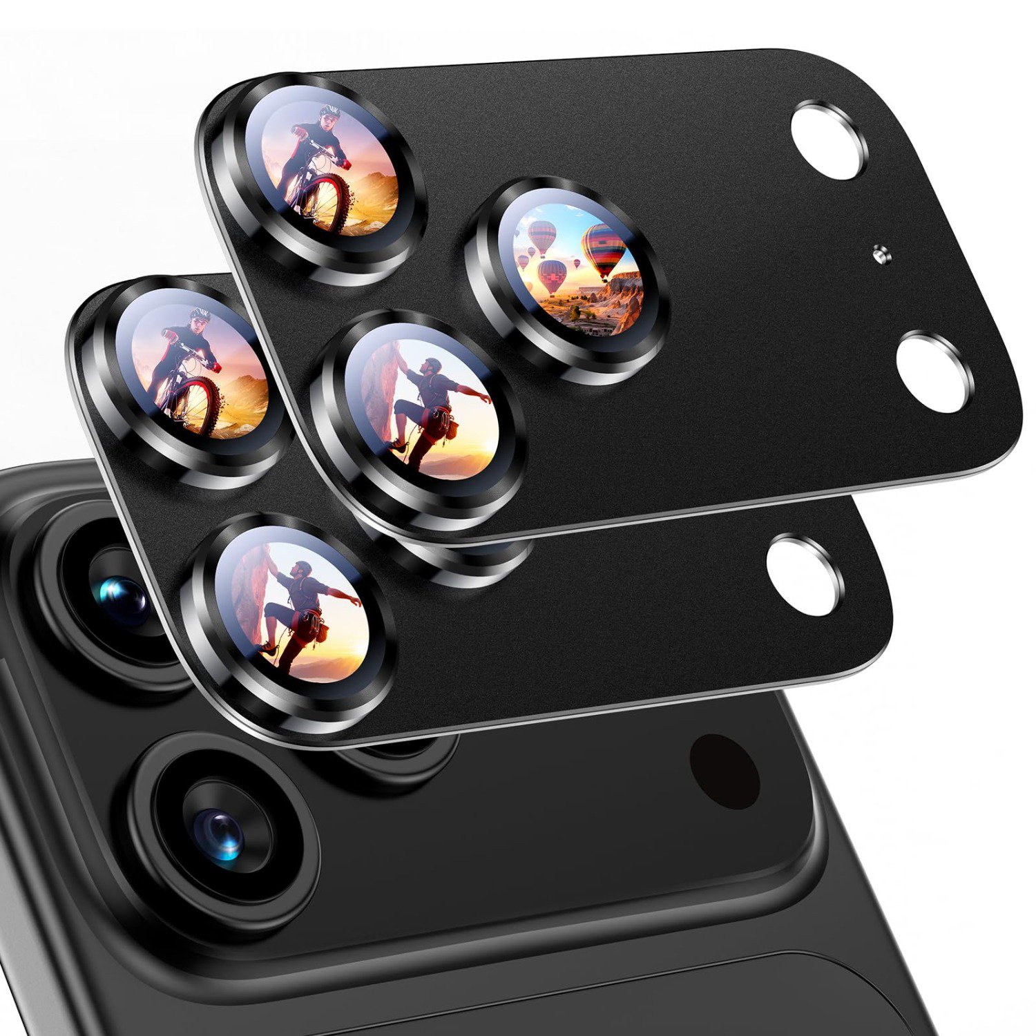 ELEHOLD ( 2 Packs ) Camera Lens Protector For iPhone 18 Pro Max, 9H+ Tempered Glass Strong Adsorption Metal Camera Cover,Black