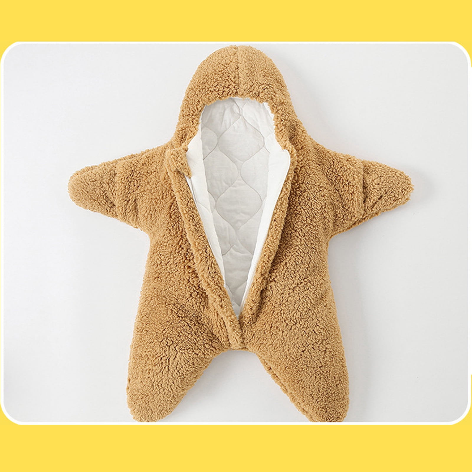 Baby Sleep Sack Boys Girls Fleece Winter Sleeping Long Sleeve Onesies Pajamas Star-Fish Warm Sleeping Bag Snowsuit, Khaki, 6 Months