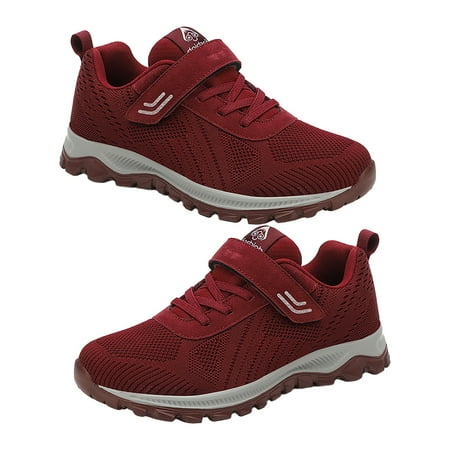 

huanledash Women Lace-up Magic Tape Breathable Running Shoes Anti Skid Soft Sole Sneakers