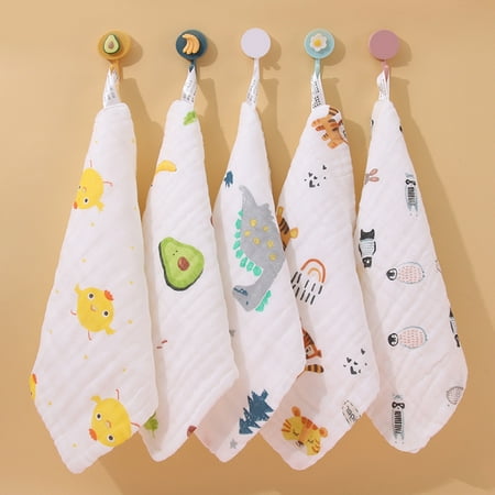 

jiaroswwei Towel Cartoon Printing Water Absorbent Square Shape Baby Handkerchief Pattern Towel for Home Use