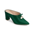 thumbnail image 1 of BLISSFUL STEP Mules à Talon Bloc pour Femmes avec Nœud en Perles Vert Foncé 9, 1 of 7
