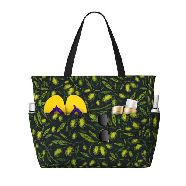 Easygdp Green Branch Olive Bolsa de Viaje de Playa de Gran Capacidad, Bolsa Tote Perfecta para la Playa, Escapadas de Fin de Semana y Viajes