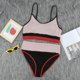 thumbnail image 3 of Trajes de baño de cintura alta de dos piezas para mujer Push Up Halter Bikini Trajes de baño acolchados a rayas,xl Feliz Sencillez, 3 of 4