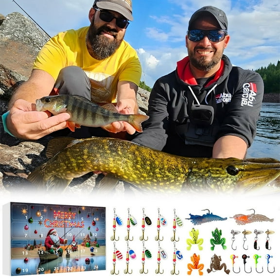 Countdown Sets Fishing Advent Calendar for 2024 - Ideal for Adult Men Teen Boys Featuring Freshwater and Saltwater Accessories