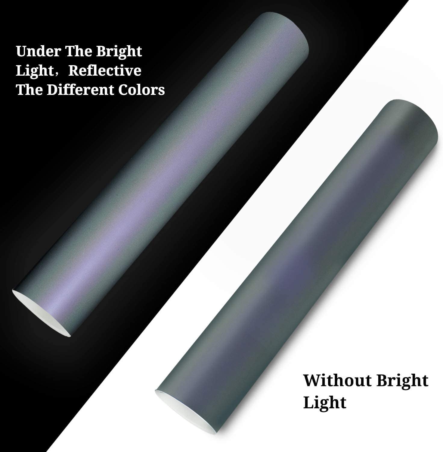 INTBUYING 1Yard 20" Width Silver Reflective Light Heat Transfer Vinyl Heating Press Shiny