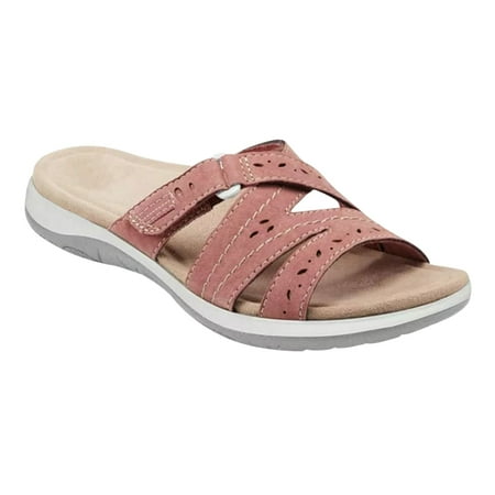 

ZTTD Womens Sandals Flip Flops for Women With Arch Support Cushion Women Shoes Solid Color Hollowed Flat Low Heeled Sandals Fashion Casual Slippers Pink