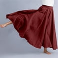 thumbnail image 7 of Wxolcjlv Womens Solid Ruffle Hem Maxi Skirt Elastic Waist Bohemian Long Skirts, 7 of 7