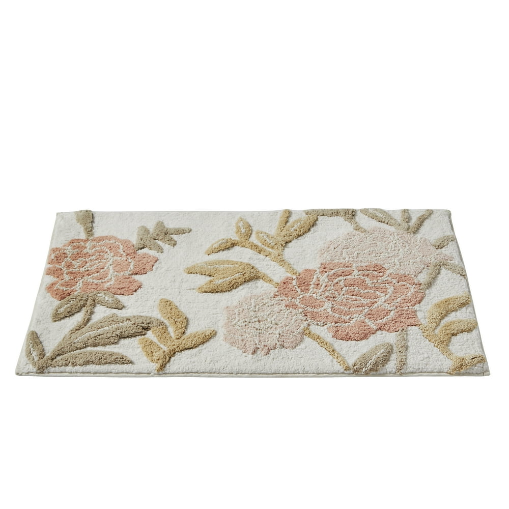 SKL Home Cotton Bath Rug, Misty Floral, Pink, 20" x 30"