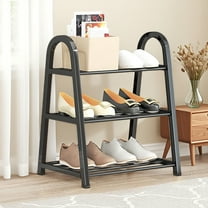 HongMinWen 3 Tier Room Shoe Shelf, Entrance Small Shoe Rack,Shoe Organizer Entryway Narrow Closet, Stackable Outdoor Weatherproof Shoe Holder