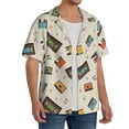 thumbnail image 2 of Pofeuu Retro Vintage Tape Print Mens Casual Short Sleeve Shirts Beach Summer Spread Collar Pocket Tops Men's Casual Short-sleeved Shirt-Medium, 2 of 5