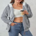 thumbnail image 4 of Womens Full Zip Up Sherpa Hoodie Fuzzy Fleece Jacket Oversized Fluffy Coat with Pockets, 4 of 9
