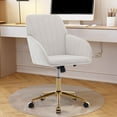 thumbnail image 6 of Gundir Ergonomic Office Swivel Chair with Adjustable Height, Beige Velvet Upholstery & Gold Base - Home Office Desk Chair, 1-Pack, 24.6"x22.8"x38", 6 of 9
