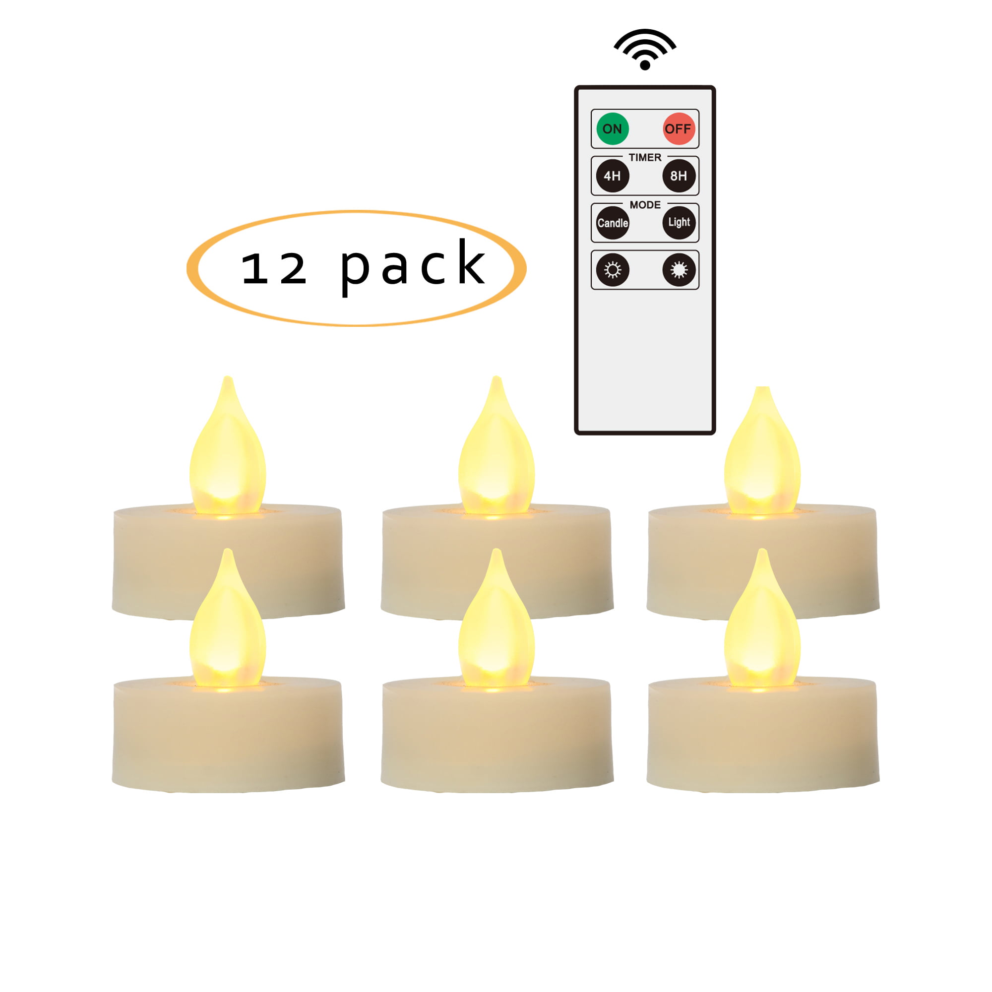 Battery Powered Flameless LED Tea Light Candle Remote Control for Party 