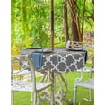 thumbnail image 4 of Outdoor Tablecloth with Umbrella Hole and Zipper Geometric Round Outdoor Tablecloths 60 Inch Outside Table Cloths Grey Moroccan Plaid Patio Table Cloth Cover for Outdoor Tables Picnic Garden, 4 of 5